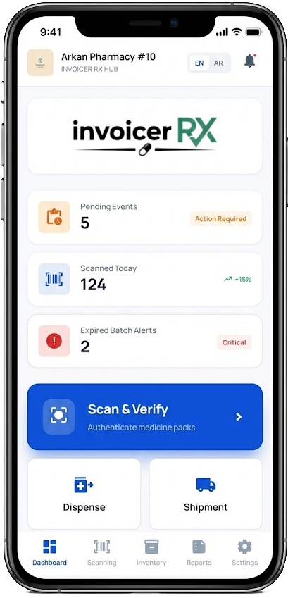 Invoicer RX Dashboard - لوحة التحكم